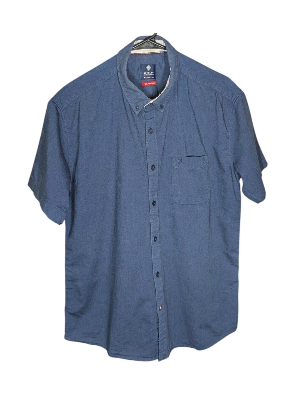 Short-Sleeve Button Down Shirt 100% Fine Cotton Men's XL